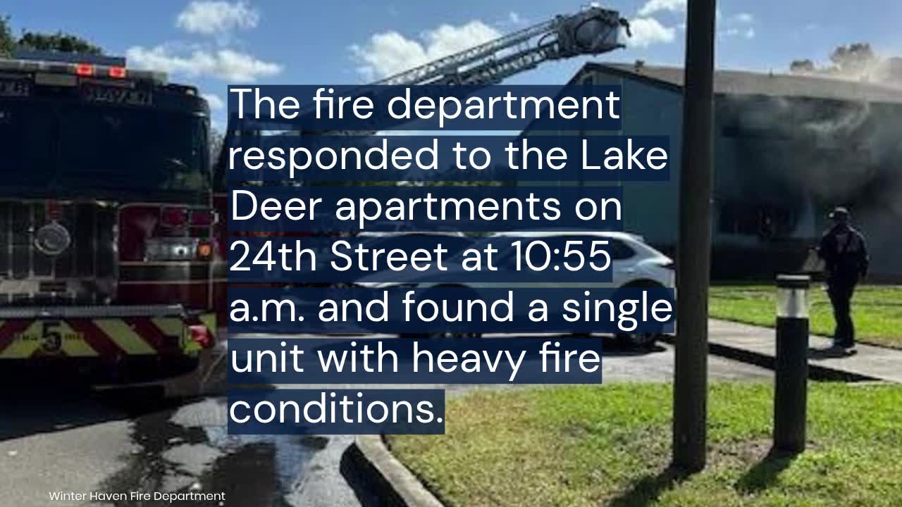 5 pets rescued, 5 adults displaced after Winter Haven apartment fire