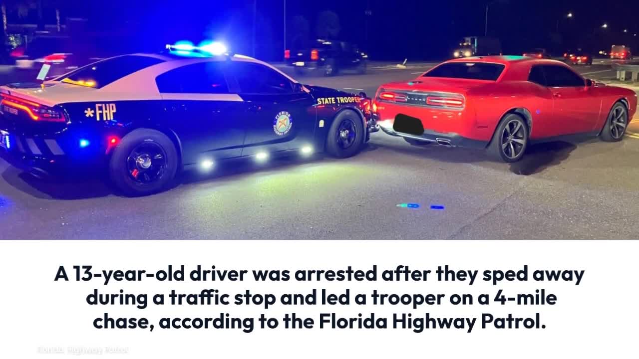 Driver, 13, arrested after leading Florida trooper on 4-mile chase in ...