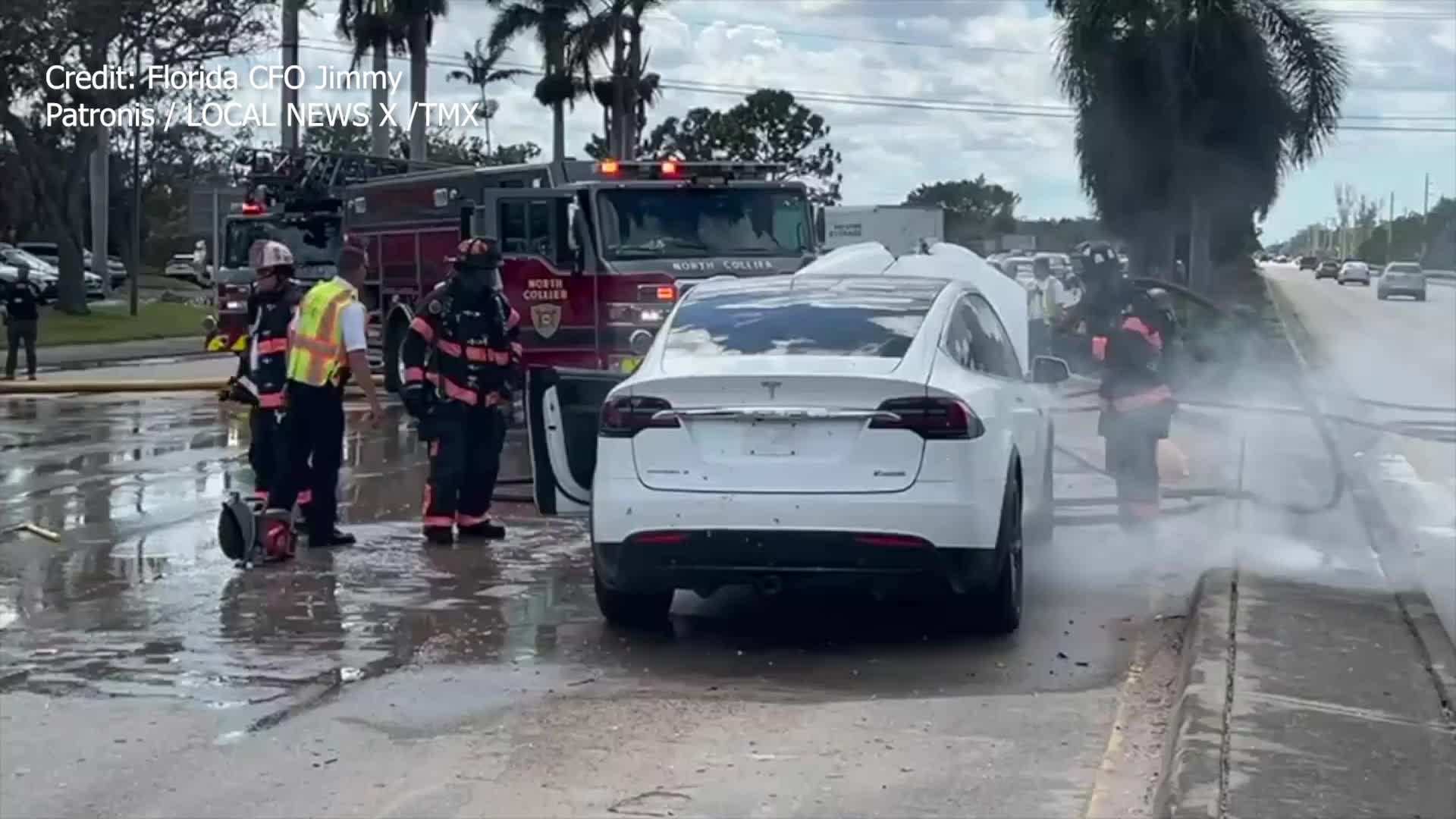 WATCH: Tesla Catches Fire In Florida After Getting Drenched By ...