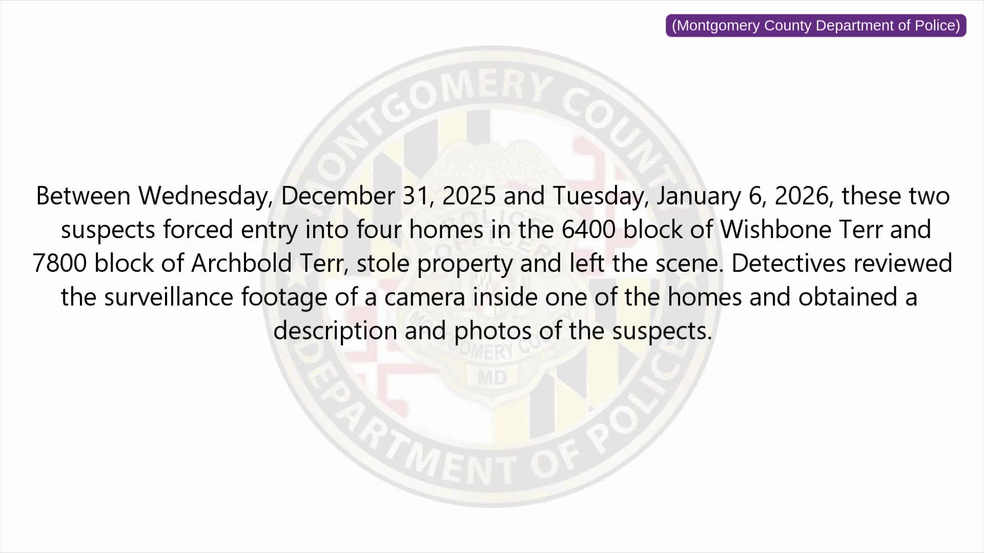 Montgomery County police searching for 2 residential burglary suspects ...