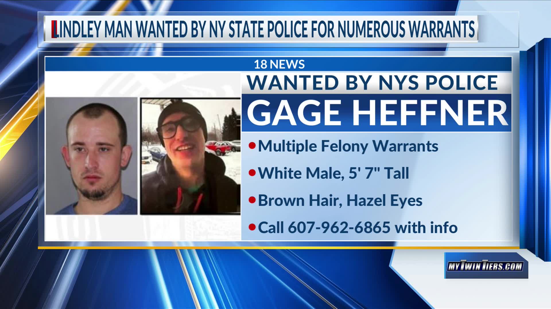 Lindley man wanted by NY State Police for numerous warrants WETM