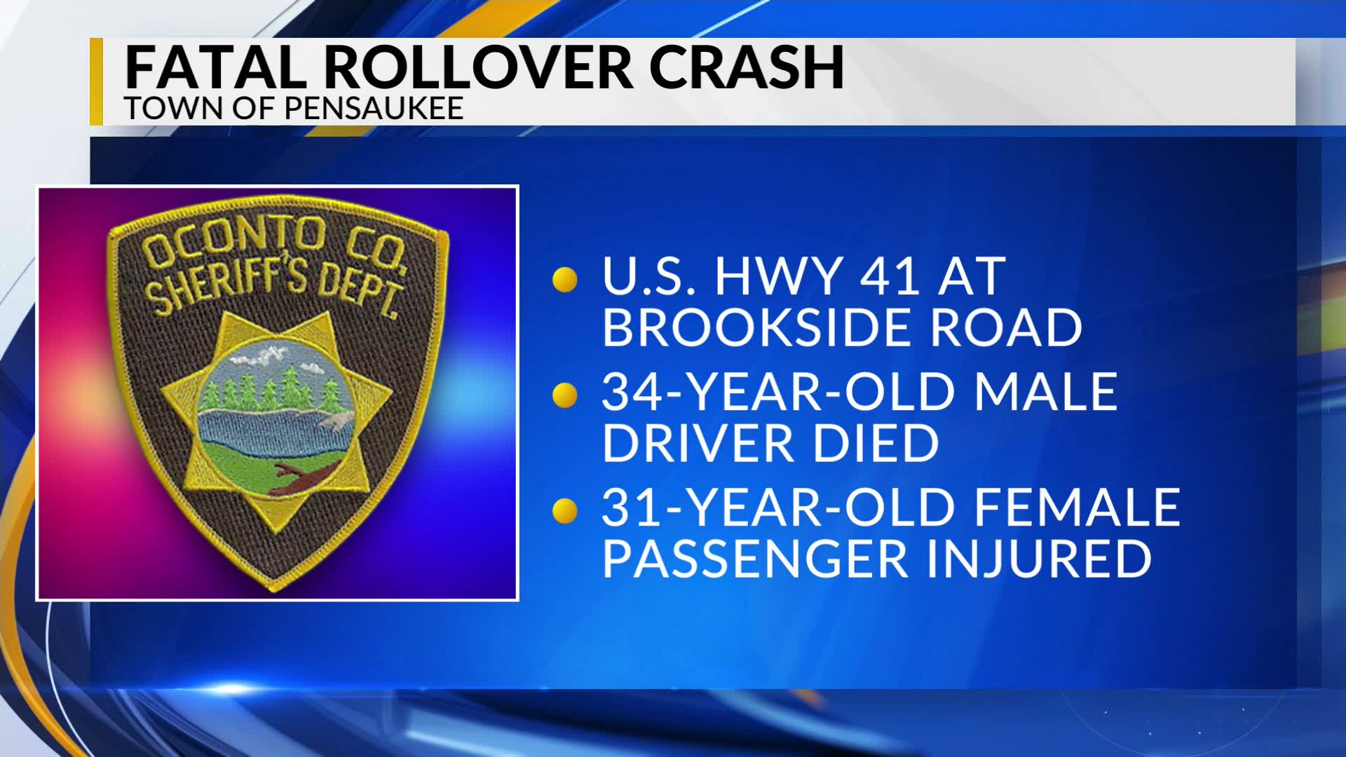 Driver killed in fatal rollover crash on I-41 in Oconto County – WFRV ...