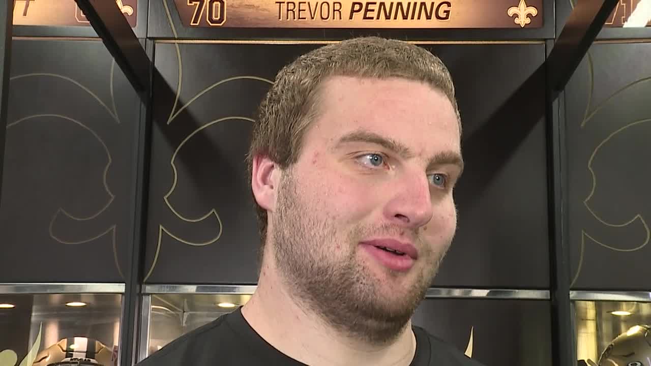 WATCH Trevor Penning speaks to Saints media for first time since turf