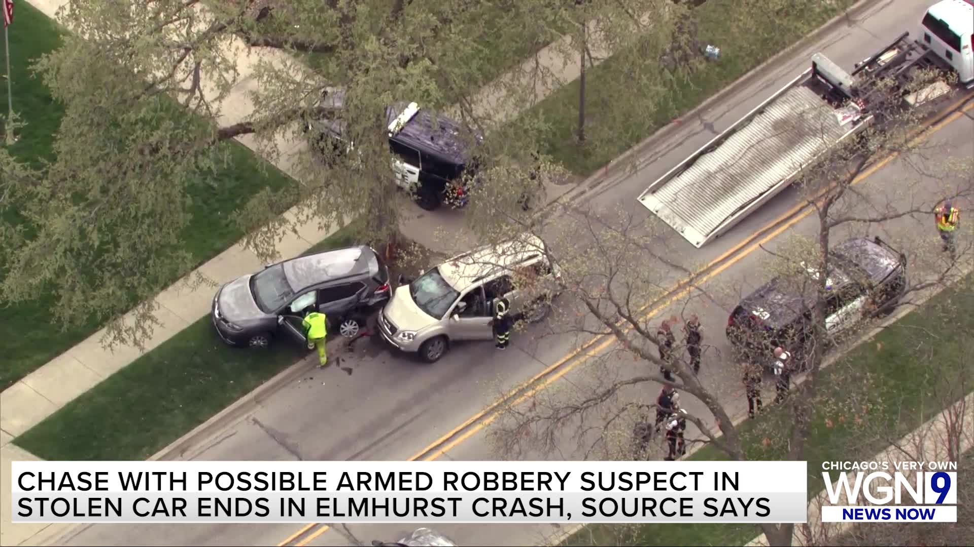 Source Chase with possible armed robbery suspect in stolen car ends in