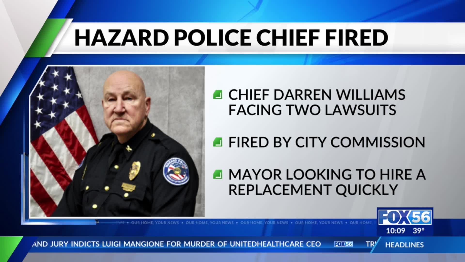 Hazard police chief fired amid legal battles – FOX 56 News